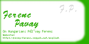 ferenc pavay business card